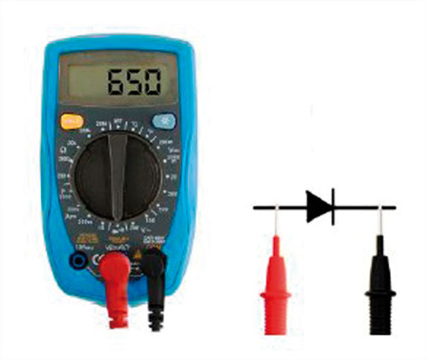 Fig. 8 – Teste de diodo – Curso de eletrônica Chiptronic