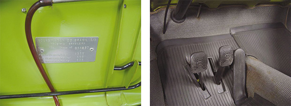 Atestado de originalidade pode ser comprovado pela plaqueta de identificação / Os pedais mantêm as borrachas originais da Volkswagen